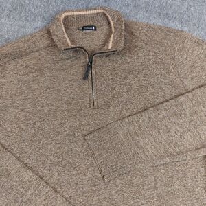 Smartwool Sweater Mens XL Brown 1/2 Zip Sparwood Wool Blend Pullover Rib Knit
